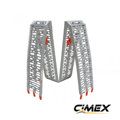 Składana aluminiowa rampa CIMEX, zestaw 2 szt. – 223 x 28 cm / 680 kg